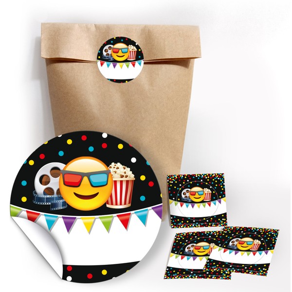 12 Gift Bags / Natural + 12 Stickers Cinema Cinema