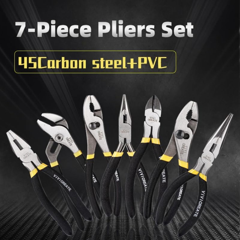 Vivicreate 7-Piece Pliers Set Heavy Duty Multipurpose Tools for Home
