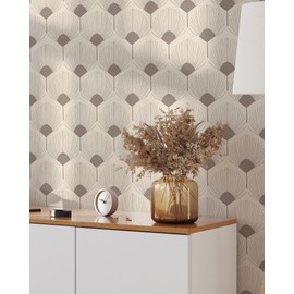 Coloritto Beige Retro Art Peel and Stick Wallpaper | Removable Self Adhesive Floral Pattern | Boho Wallpaper | Wall Art Wallpaper (1 roll 24" W x 72" H)