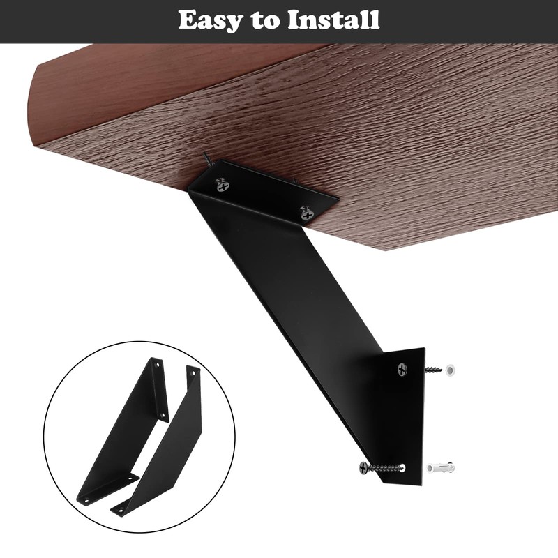 Shelf Bracket, Black, Metal Shelf Brackets, Pack of 2, 15
