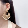 Beaded Imitation Pearl Tassel Statement Dangle Drop Earrings for Women