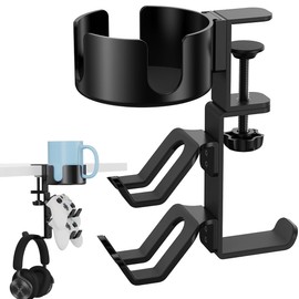 Elfzone Game Controller Holder - 360° Rotating Controller Headphone Holder,Clamp On Desk Organizer,Headset & Desk Mounts,3 in 1,