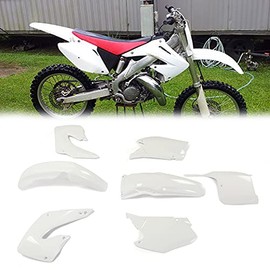 Kojem Plastic Kit Complete Bodywork Body Kit Compatible with 2000-2001 Honda CR125R CR250R (White)