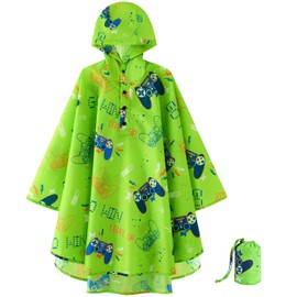 WAWSAM Lightweight Kids Rain Poncho Reusable Toddler Raincoat Waterproof Girls Rain Jacket