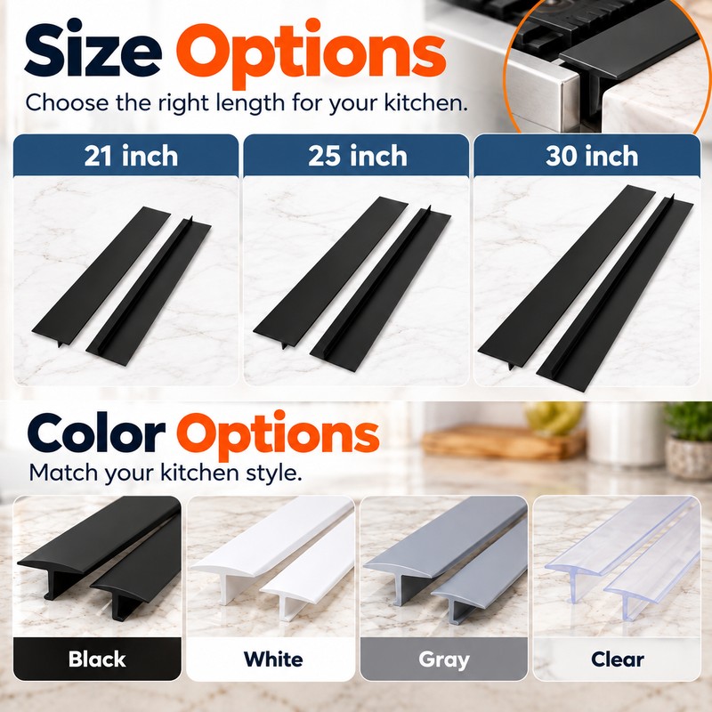 Silicone Stove Gap Covers for Kitchen – 2-Piece Heat-Resistant Gap