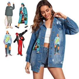 Disnace 4 Pieces Embroidered Patches Cartoon Embroidery Sew On Decorative Patches for Clothes Kids Applique Sew on for Clothes Jackets Backpacks Jeans DIY Decoration