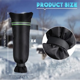 Large Outdoor Faucet Cover for Winter with Reflective Strip, Outside Garden Faucet Socks Freeze Protection Waterproof Insulated Spigot Cover, Reusable Faucet Sock, 20 x 7.9 Inch (4 Pieces)