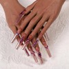 Artiprint Nude Glitter Coffin Press-On Nails with Rhinestone Accents, Long