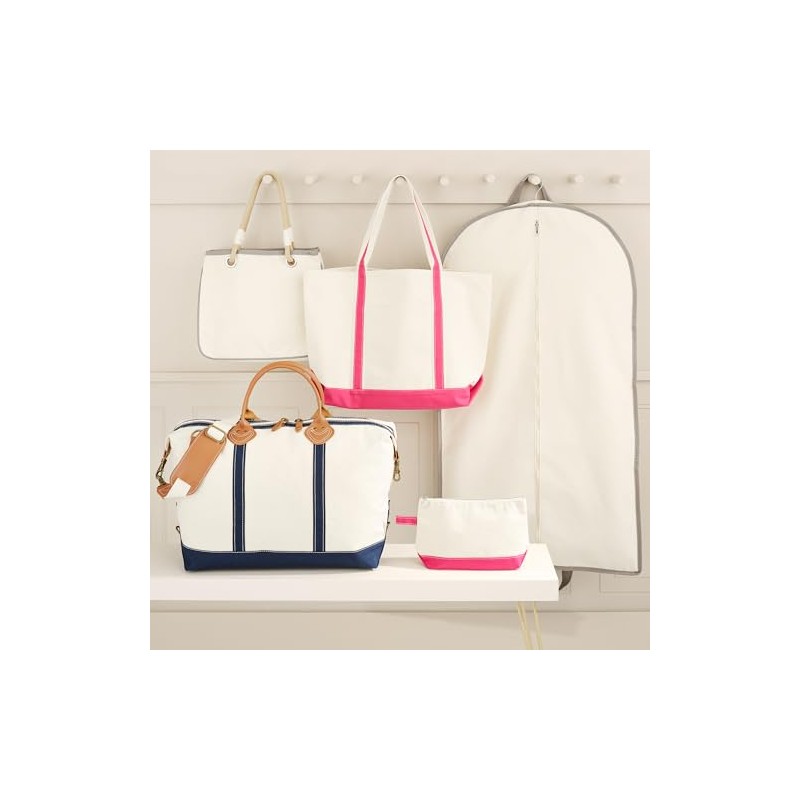 Personalization Universe Initial Weekender Embroidered Canvas Duffel Bag- Navy