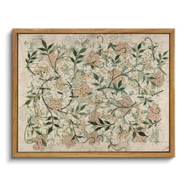 KISSFOX Vintage Floral Framed Wall Art Boho Green Beige Botanical Mandala Canvas Wall Art William Morris Farmhouse Natural Paintings Artwork Rustic Art Prints For Bedroom Bathroom Living Room