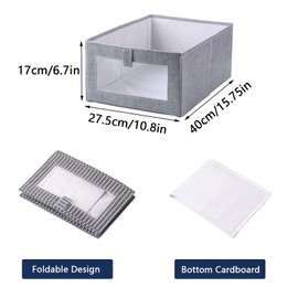 Typutomi 4 Pack Closet Storage Bins with Clear Window, Foldable Non-Woven Fabric Bins Closet Organizers and Storage Clothing Bins Large Storage Basket for Organizing Clothing,Jeans,Toys,Books(Grey)