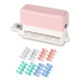 Lunaporto Loose Leaf Punch, 6 Holes, Loose-Ring, 8 Pieces, Japanese Instruction Manual Included, Hole Punch for Loose Leaf A4/B5/A5, 30 Holes, 26 Holes, 20 Holes, Original Notebook, DIY Planner (Pink)