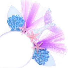 BQWanFA 2 PCS Glitter Mermaid Headband Mermaid Hair Accessories Glitter Mermaid Mesh Hair Hoop Headdress for Wedding Party Kids Girls Women