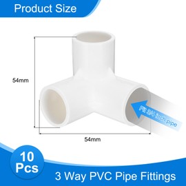 sourcing map 3 Way PVC Pipe Fittings, 3/4 Inch Furniture Grade Elbow Pipe Connector, 90 Degree PVC Elbow Side Outlet Fittings for Build PVC Furniture DIY Garden Shelves (10 Pack), White