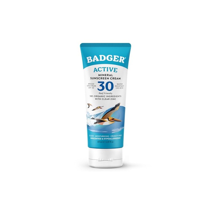 Badger - Active Clear Zinc crema de protección solar Unscented