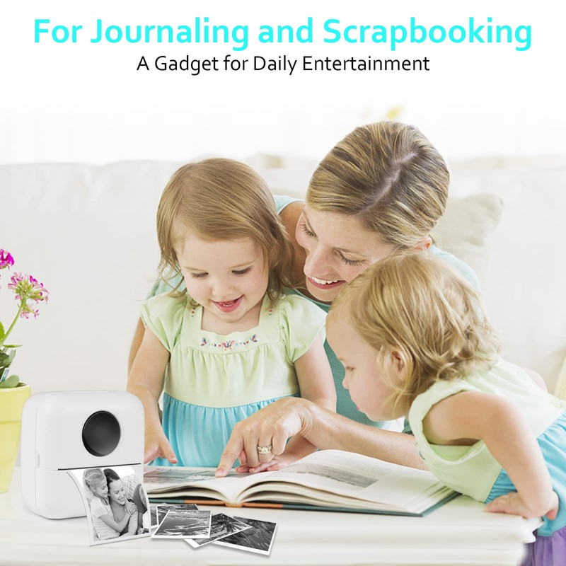 GuKKK Mini Printer, Mobile Photo Printer, Portable Mini Photo Printer,