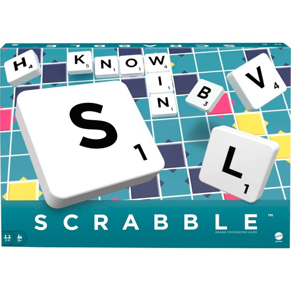 Mattel Games Classic Scrabble, Original Crossword Board Game, English Version, Family Board Game for Adults and Kids, Word Game for 2 to 4 Players, Ages 10 and Up, Y9592