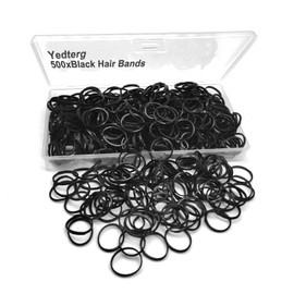 Black Elastic Hair Bands, Yedtreg 500pcs Small Hair Rubber Bands with Box, Soft Mini Hair Elastics Ties Bands for Women Hair, Kids Hair, Braids Hair, Beard etc