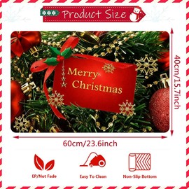 JynxtoyZeal Christmas Carpet,Non Slip and Washable Santa Snowflakes Door Mat,Christmas Bathmat for Outdoor Indoor (40x60 cm)