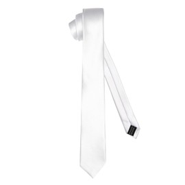 Ladeheid Classic Men's Tie, Shiny, Perfect for Office & Festivities, Various Colours, Ideal for Business Meetings, Weddings, Size 150 cm x 5 cm, TMS-5, White