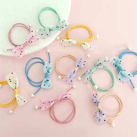 allydrew Polka Dots & Faux Pearls Hair Ties (Set of 10)