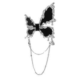 Butterfly Brooch Pin Tassel Chain Brooch Butterfly Accessories for Women Girls Black Butterfly Pins and Brooches Chain Pin Brooch Butterflies Pins Punk Butterfly Brooch Pin for Dress Sweater