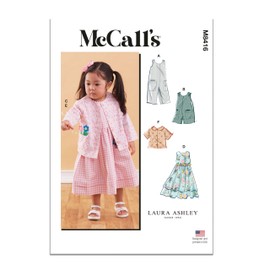McCall's Toddlers' Romper, Dresses, Jacket and Shirt Sewing Pattern Kit by Laura Ashley, Design Code M8416, Sizes 1-2-3-4, Multicolor