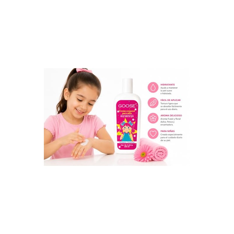 GOOSE Crema Corporal para Niña 250 ml, Aroma Frutal Floral