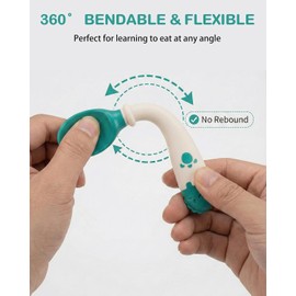 Cucharas de utensilios para bebé,cuchara de entrenamiento de alimentación para niños pequeños,utensilios de silicona para niños,cucharas de aprendizaje de autoalimentación para niños-etapa 2