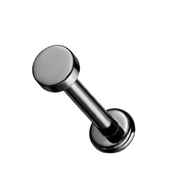 Pierced Owl 16GA Implant Grade Flat Circular Top Internally Threaded Solid G23 Implant Grade F-136 Titanium Flat Back Labret Monroe Lip Cartilage Helix Tragus Conch Ear Lobe Stud (Black)