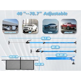Leikius 2PK 79 inch Heavy Duty Adjustable Cargo Bars,200LB Capacity，Non-Slip Truck Bed Divider for Pickup Truck Bed,Aluminum Handle Cargo Bar for SUV, Trailer, Van, Come with 2 Bars, 2 Dividers, 1 Net