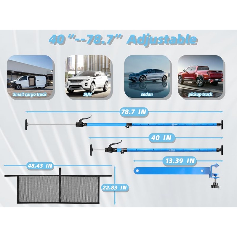 Leikius 2PK 79 inch Heavy Duty Adjustable Cargo Bars,200LB Capacity，Non-Slip