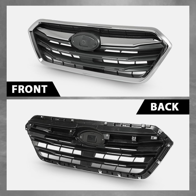G-PLUS Front Bumper Grille Grill Assembly Black Shell Silver Insert