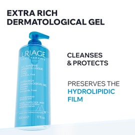 Uriage Dermatological Replenishing Shower Gel for Sensitive Skin - Preserves the Moisture Film of the Skin Fresh Foaming - Face & Body - Paraben & Soap Free - 500 ml