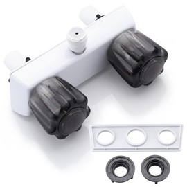 RV Shower Faucet, Camper Shower Faucet, 4" Camper Bathroom RV Faucet Shower Valve for Outdoor Outside and Indoor Shower Kit with Dual Acrylic Shower Knobs (White+Black Shower Knobs)