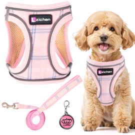 3Pcs Dog Harness and Lead Set, Step-In Dog Harness, Adjustable No Pull Puppy Vest, Reflective Dogs Harnesses, Breathable Mesh Small Pet Harnesses for Walking Training Outdoor