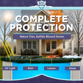 Buffalo Blizzard Supreme Plus 24 ft Round Winter Pool Cover | Green/Black | for Closing Above Ground Swimming Pools | Easy to Install | Heavy Duty, Cold & UV Resistant | Shields from Seasonal Debris