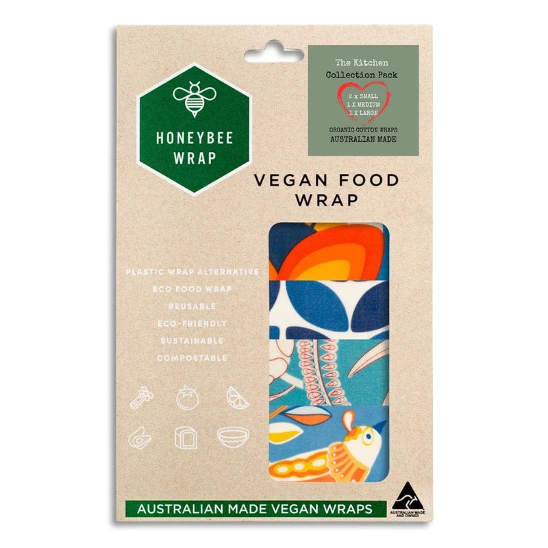 Honeybee Vegan Wax Food Wraps - 4 Pack (S, M,