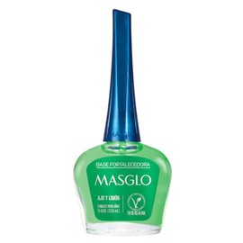Masglo Base Fortalecedora Ajo y Limón – Esmalte Tradicional para Uñas Fuertes y Saludables, 13.5 ml