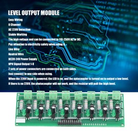 Optocoupler Insulation Board PCB Material 3-5V 8 Channel PLC Voltage Detection Module Voltage Level Converter Module 220V AC for DIY