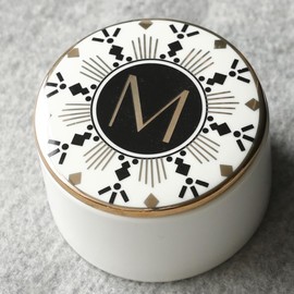 COLLECTIVE HOME - Monogram Jewelry Box, Bohemian Ceramic Trinket Box, Storage for Necklace Ring Bracelet Keys, Birthday Mother's Day Christmas Gift for Women, 3.25" x 2.5" (M)