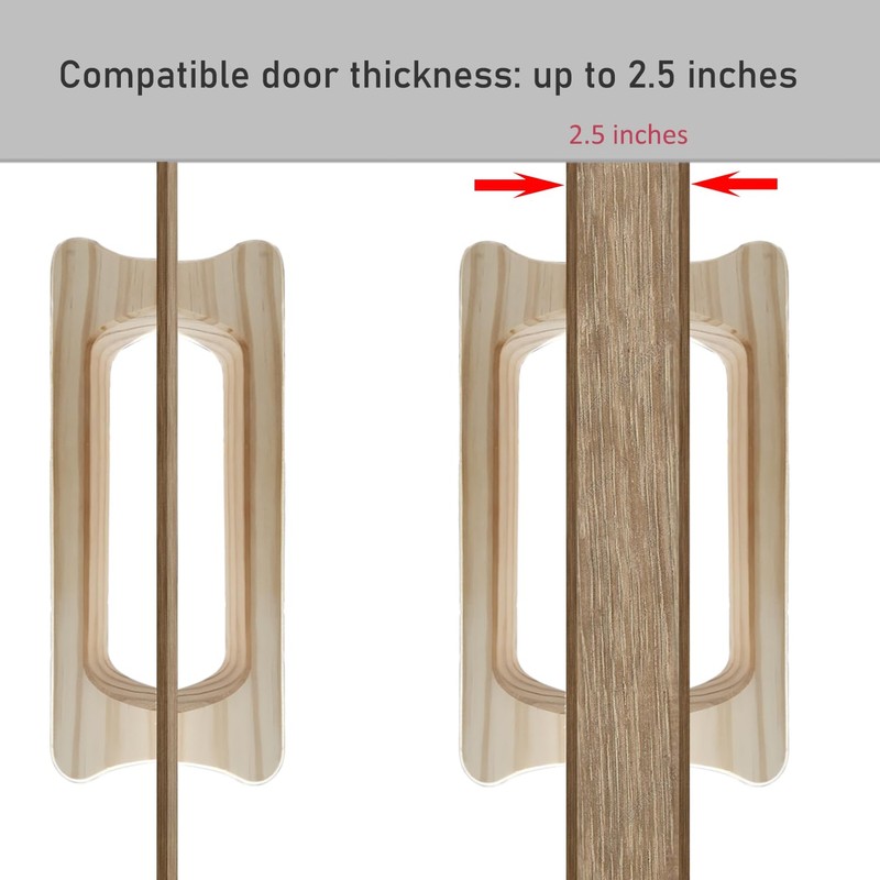 NUIBY Large Wooden Door Pull Handle, Solid Wood Door Handle