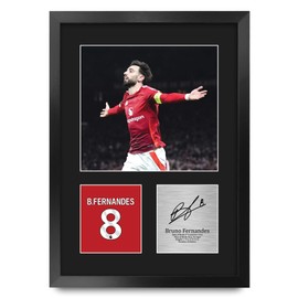 HWC Trading Bruno Fernandes Geschenke Gedrucktes Signiertes Autogramm Foto für Fußball Anhänger and Fans - A3 Porträt Gerahmt