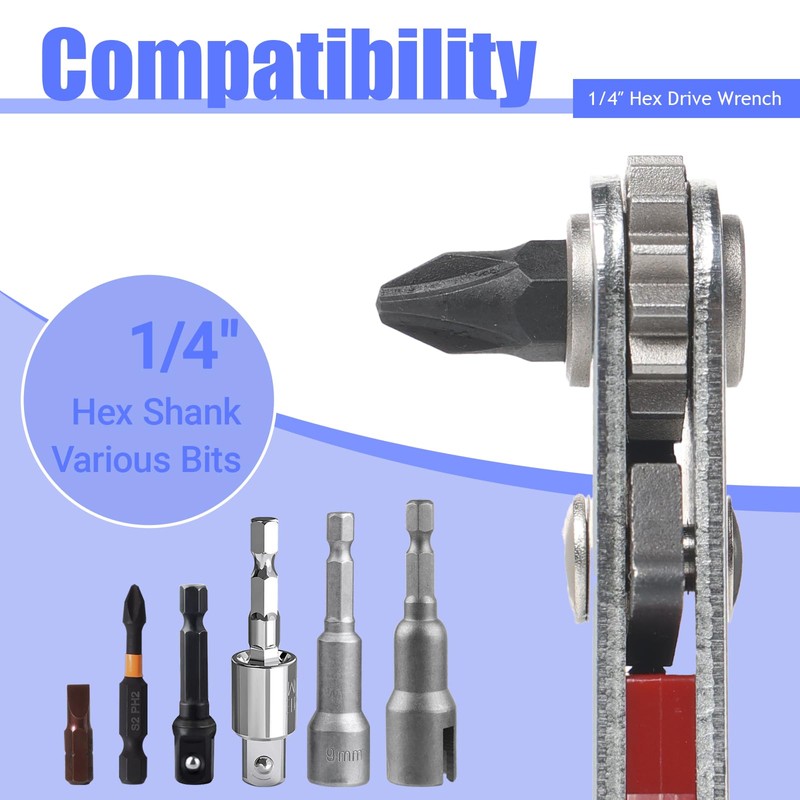FyMosem 2Pcs Mini Ratchet Screwdriver Wrench Set Elbow Head &