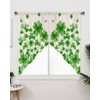 St. Patrick's Day Swag Curtain,Lucky Clover Leaves Seamless Kitchen Valances