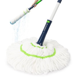 BOOMJOY Twist Mop with Self-Wringing System for Floor Cleaning, Scouring Pad for Stubborn Stains, 53" Long Handle – Ideal for Kitchen, Bathroom & Home Use – Perfect for Pet Owners