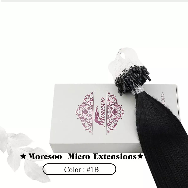 Moresoo Extensiones Cabello Humano 50gr 14in #1b Off Negro