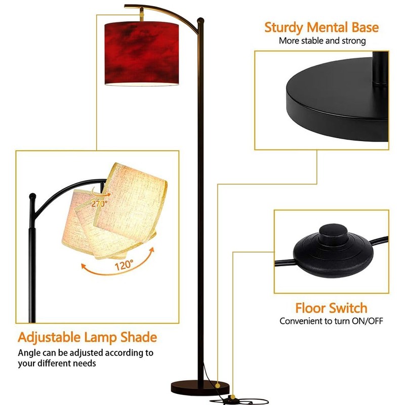 BVCAHSAW Arc Floor Lamp Black red Abstract Toned Fiery Effect