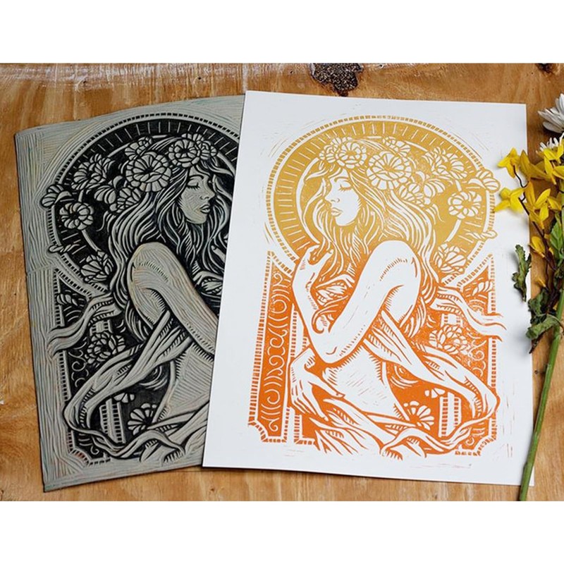 COOZEE Pack of 2 Soft Rubber Linocut Printing Plates, Flat