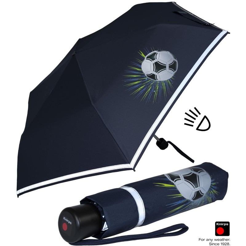 Knirps children's compact umbrella with reflective trim.